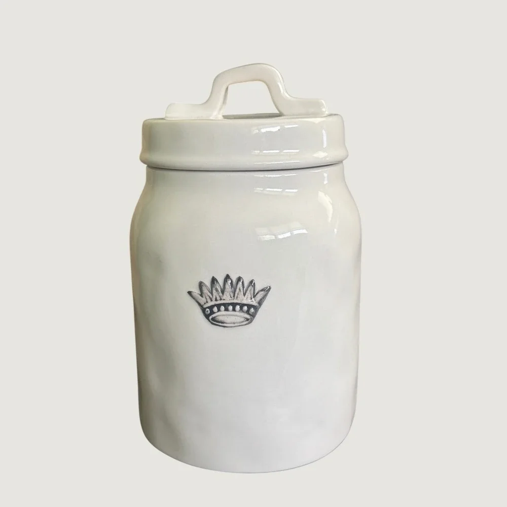 Rae Dunn Artisan Collection Crown Have A Royal Day Small Canister